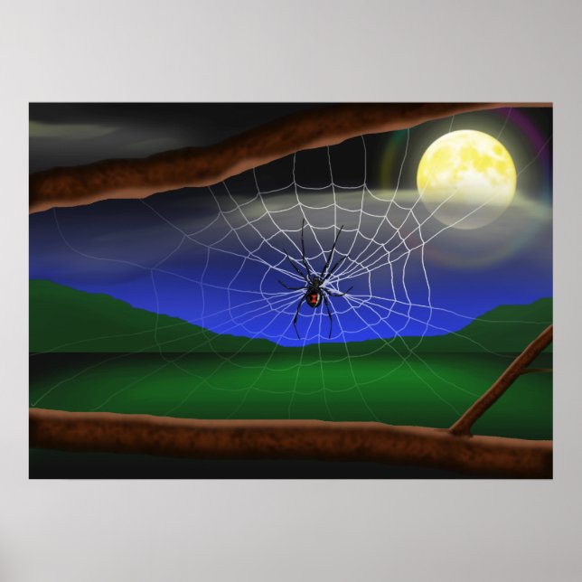 Black Widow Spider Halloween Poster (Front)