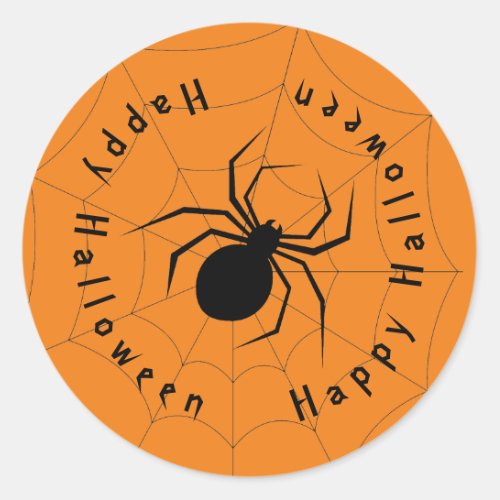 Black Widow Spider Happy Halloween Classic Round Sticker