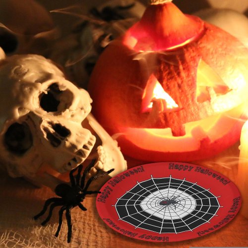 Black Widow Spider Happy Halloween Party Paper Plates