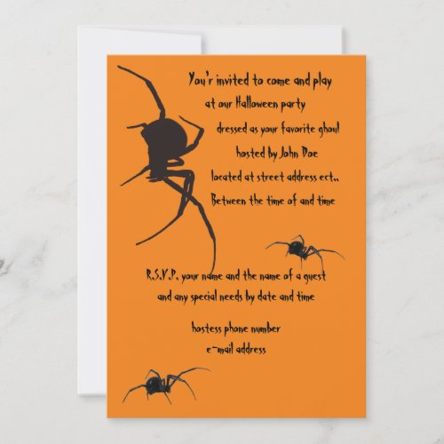 black widow spider invitation