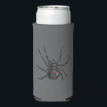 Black Widow Spider Original Drawing Art<br><div class="desc">Seltzer Can Cooler Koozie Sleeve printed with Black Widow Spider Original Drawing Art hand drawn graphic design artwork illustration by TheFabricSeal print on demand shop at Zazzle.com #ZazzleMade ©️Original. https://www.zazzle.com/store/thefabricseal Celebrate Halloween and Goth any time of the year with our cool looking black colored with red marking widow species spider...</div>