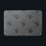 Black Widow Spider Original Drawing Art  Bath Mat<br><div class="desc">Bath Mat decorative bathroom amenity and home furnishing decor accessory printed with Black Widow Spider Original Drawing Art hand drawn graphic design artwork illustration by TheFabricSeal print on demand shop at Zazzle.com #ZazzleMade ©️Original. https://www.zazzle.com/store/thefabricseal Celebrate Halloween and Goth any time of the year with our cool looking black colored with...</div>