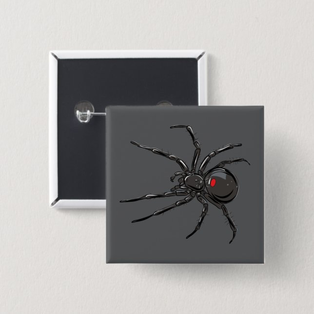 Black Widow Spider Original Drawing Art Button (Front & Back)