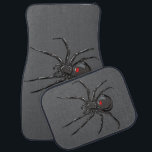Black Widow Spider Original Drawing Art  Car Floor Mat<br><div class="desc">Car Floor Mats Front And Rear Set printed with Black Widow Spider Original Drawing Art hand drawn graphic design artwork illustration by TheFabricSeal print on demand shop at Zazzle.com #ZazzleMade ©️Original. https://www.zazzle.com/store/thefabricseal Celebrate Halloween and Goth any time of the year with our cool looking black colored with red marking widow...</div>