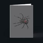 Black Widow Spider Original Drawing Art  Card<br><div class="desc">Folded Greeting Note Card printed with Black Widow Spider Original Drawing Art hand drawn graphic design artwork illustration by TheFabricSeal print on demand shop at Zazzle.com #ZazzleMade ©️Original. https://www.zazzle.com/store/thefabricseal Celebrate Halloween and Goth any time of the year with our cool looking black colored with red marking widow species spider and...</div>