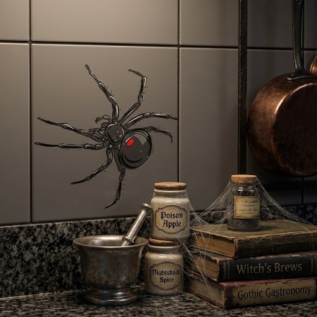 Black Widow Spider Original Drawing Art  Ceramic Tile (Creator Uploaded)
