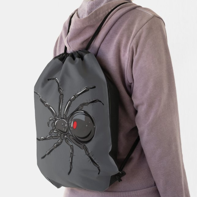 Black Widow Spider Original Drawing Art Drawstring Bag (Insitu)