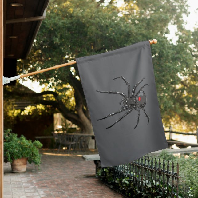 Black Widow Spider Original Drawing Art  House Flag (In SItu)