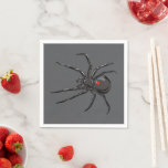 Black Widow Spider Original Drawing Art  Napkins<br><div class="desc">Paper Napkins Set printed with Black Widow Spider Original Drawing Art hand drawn graphic design artwork illustration by TheFabricSeal print on demand shop at Zazzle.com #ZazzleMade ©️Original. https://www.zazzle.com/store/thefabricseal Celebrate Halloween and Goth any time of the year with our cool looking black colored with red marking widow species spider drawing custom...</div>