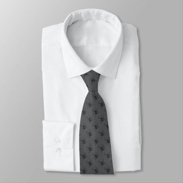 Black Widow Spider Original Drawing Art Neck Tie (Tied)