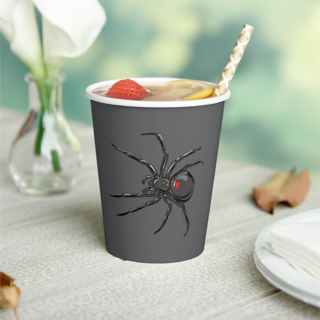 Black Widow Spider Original Drawing Art  Paper Cups (Insitu)