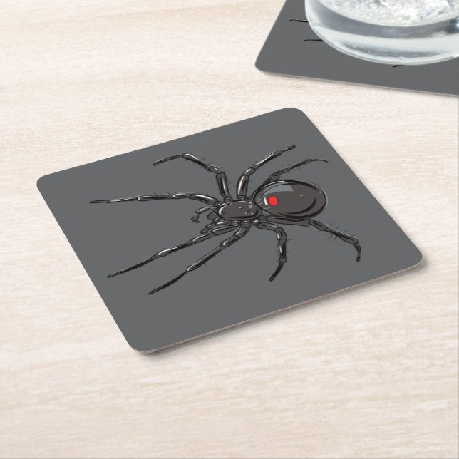 Black Widow Spider Original Drawing Art  Square Paper Coaster (Angled)