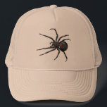 Black Widow Spider Original Drawing Art Trucker Hat<br><div class="desc">Custom Trucker Style Baseball Hat In Khaki Color casual fun fashion statement accessory printed with Black Widow Spider Original Drawing Art hand drawn graphic design artwork illustration by TheFabricSeal print on demand shop at Zazzle.com #ZazzleMade ©️Original. https://www.zazzle.com/store/thefabricseal Celebrate Halloween and Goth any time of the year with our cool looking...</div>