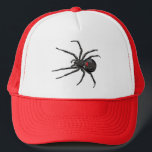 Black Widow Spider Original Drawing Art Trucker Hat<br><div class="desc">Custom Trucker Style Baseball Hat In Red And White Colors casual fun fashion statement accessory printed with Black Widow Spider Original Drawing Art hand drawn graphic design artwork illustration by TheFabricSeal print on demand shop at Zazzle.com #ZazzleMade ©️Original. https://www.zazzle.com/store/thefabricseal Celebrate Halloween and Goth any time of the year with our...</div>