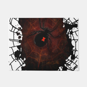 Black Widow Spider Paint Splatter Web Gothic Home Doormat