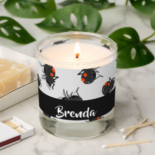 Black widow spider pattern scented candle