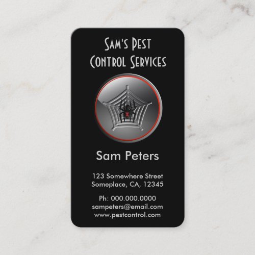 Black Widow Spider Pest Control Custom Vertical Business Card