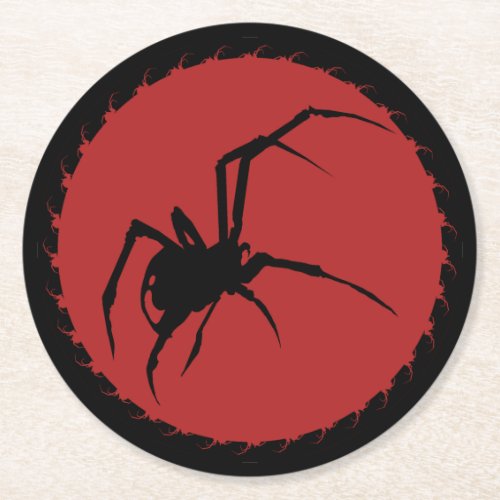 Black Widow Spider Round Paper Coaster