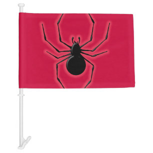 Black Widow Spider Silhouette Line Art Car Flag
