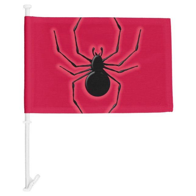 Black Widow Spider Silhouette Line Art Car Flag (Front)