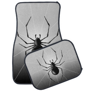 Black Widow Spider Silhouette Line Art Car Floor Mat