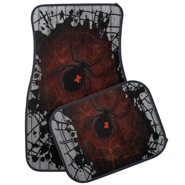 Black Widow Spider Web Gothic Dark Edgy Car Floor Mat (Set)