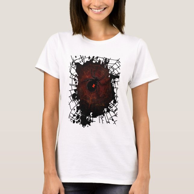 Black Widow Spider Web Gothic Dark Edgy Everyday T-Shirt (Front)