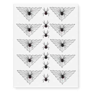 Black Widow Spider Web Halloween Gothic Temporary Tattoos