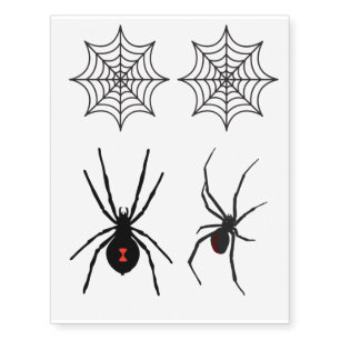 Black widow spider, web temporary tattoo
