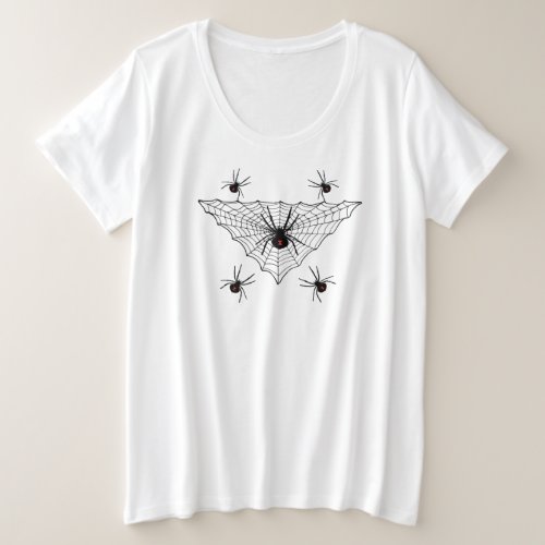 Black Widow Spiders in Triangle Shaped Web Plus Size T_Shirt