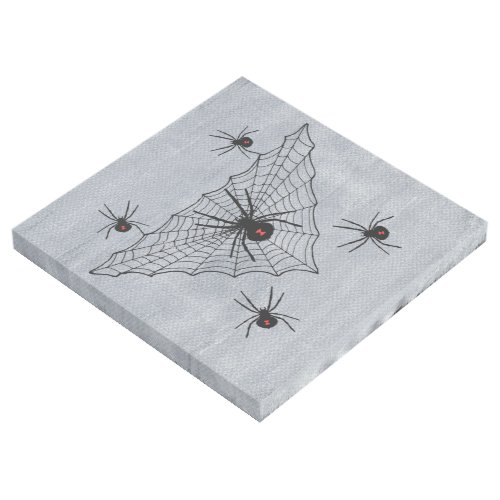 Black Widow Spiders in Triangular Web Black White Gallery Wrap