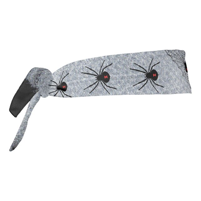 Black Widow Spiders Red Hourglass Web Tie Headband (Rotate 270)