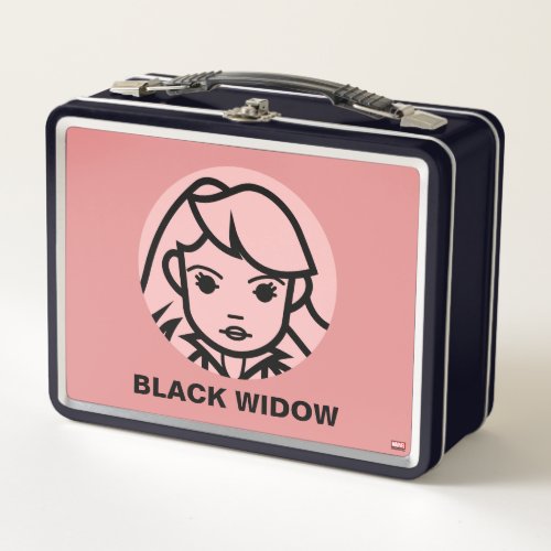 Black Widow Stylized Line Art Icon Metal Lunch Box