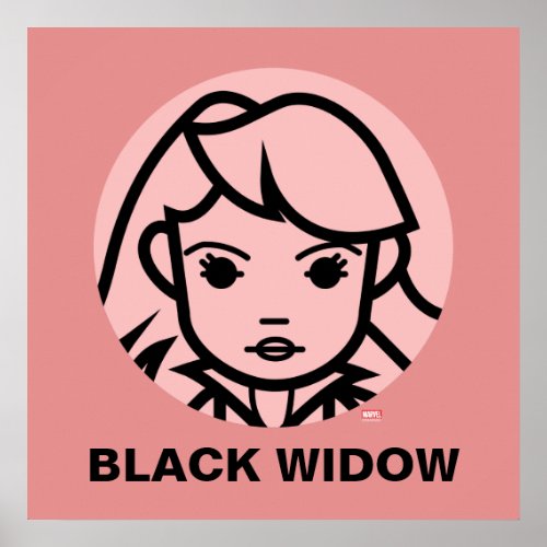 Black Widow Stylized Line Art Icon Poster