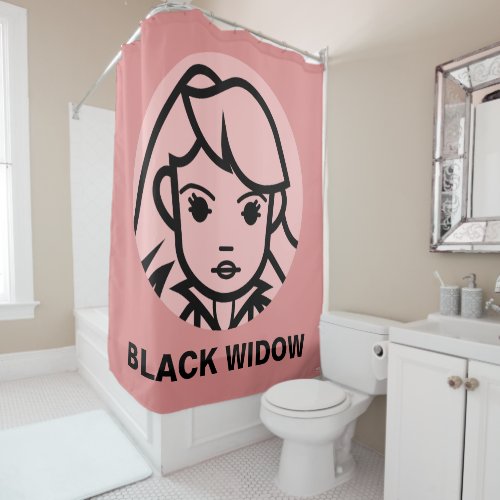 Black Widow Stylized Line Art Icon Shower Curtain
