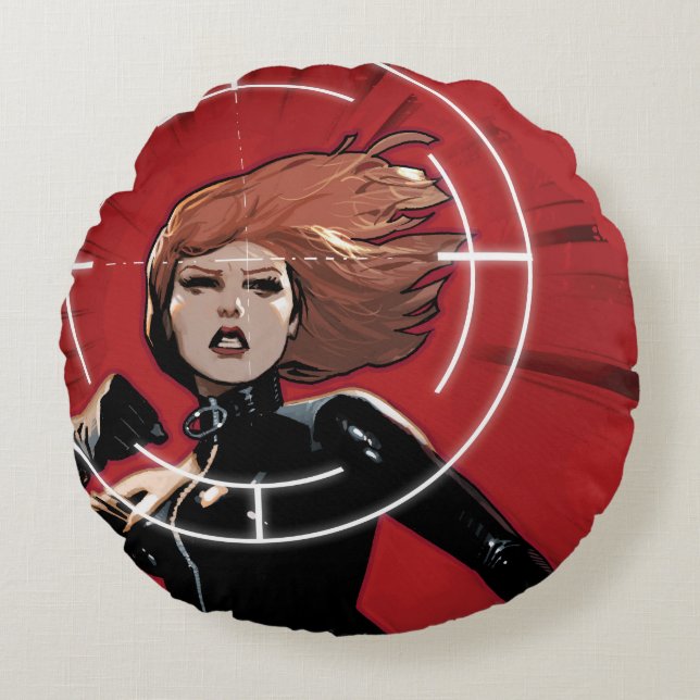 Black Widow Targeted Round Pillow (Front)