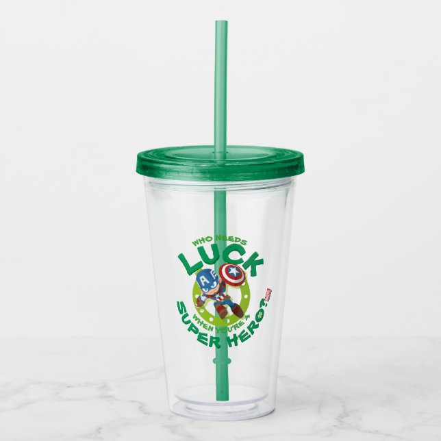 Black Widow "Who Needs Luck" Acrylic Tumbler (Front)