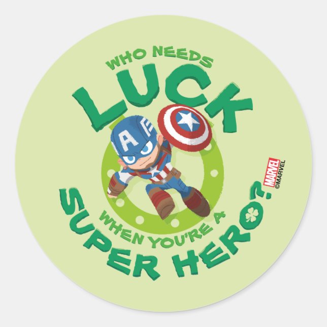 Black Widow "Who Needs Luck" Classic Round Sticker (Front)