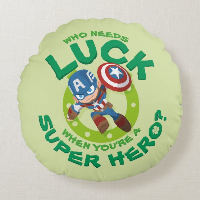 Black Widow "Who Needs Luck" Round Pillow (Front)