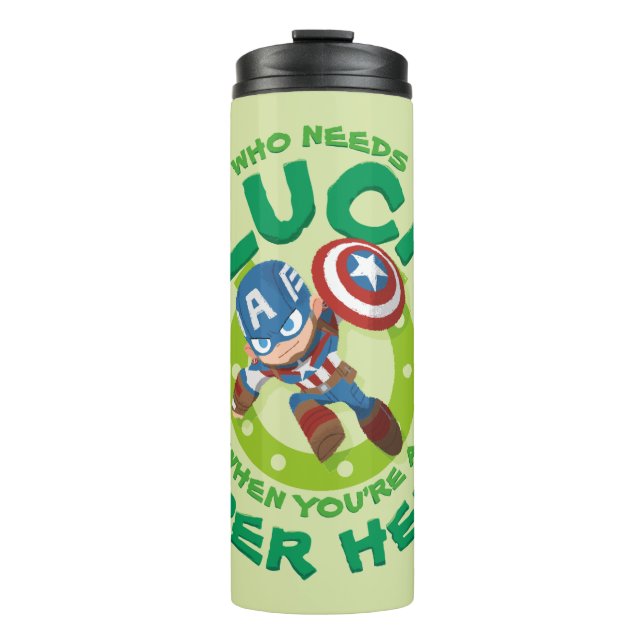Black Widow "Who Needs Luck" Thermal Tumbler (Front)