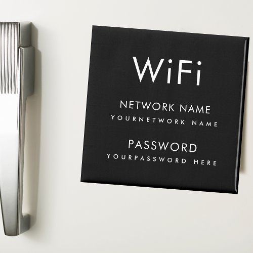 Black WiFi Network Password Airbnb Hotel Fridge Magnet