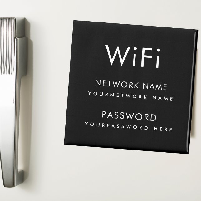 Black WiFi Network Password Airbnb Hotel Fridge Magnet (Creator Uploaded)