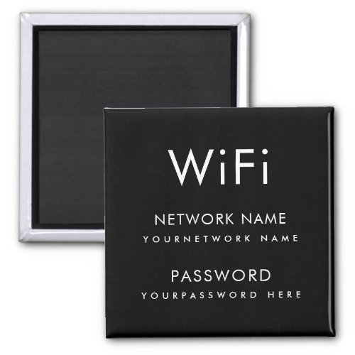 Black WiFi Network Password Airbnb Hotel Fridge Magnet
