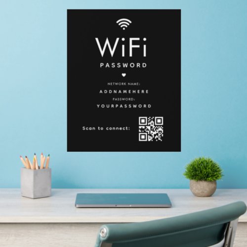Black WiFi Password Code Custom Business QR Code Wall Decal