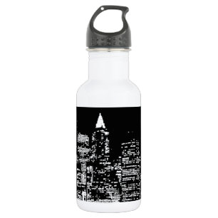 Black & Wihte New York City Night Water Bottle