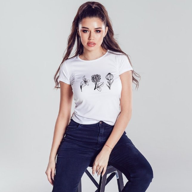 Black Wild Flowers Nature Lover Floral Graphic T-Shirt (Creator Uploaded)