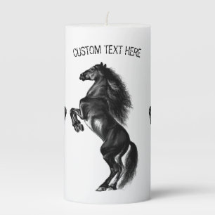 Black Wild Horse Candle with Custom Text