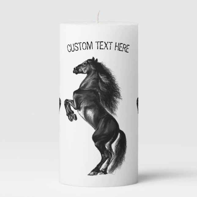Black Wild Horse Candle with Custom Text (Front)