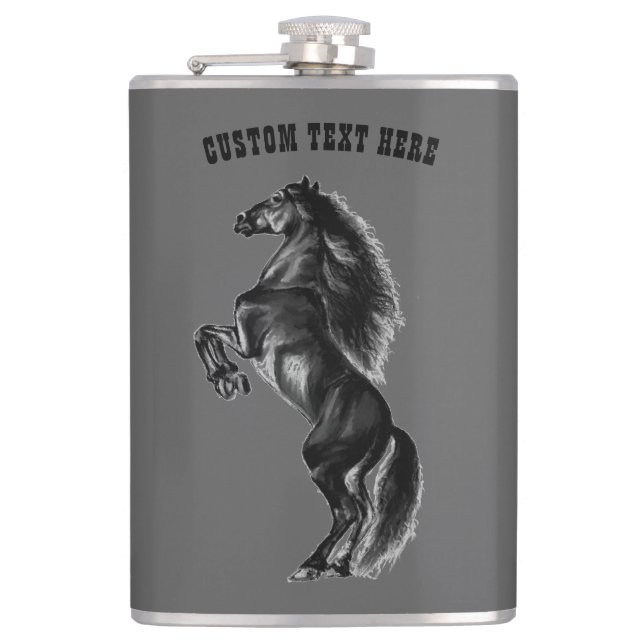 Black Wild Horse Flask - Custom Text and Colors (Front)