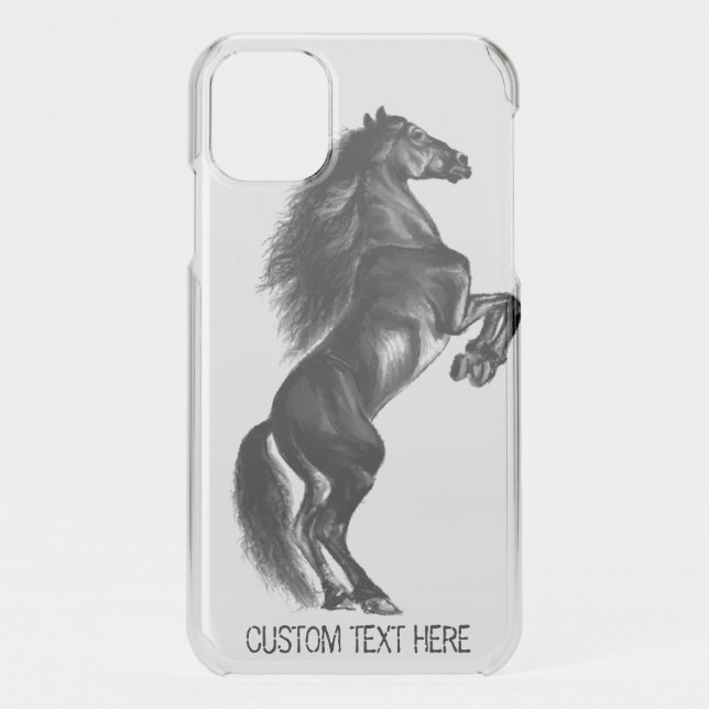 Black Wild Horse iPhone Case with Custom Text (Back)